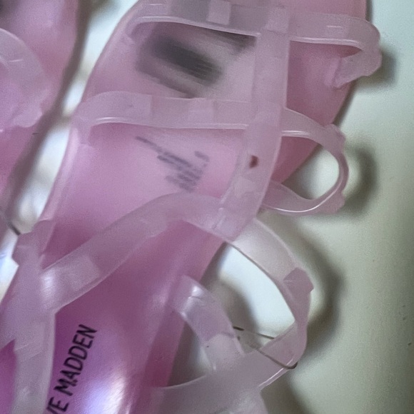Steve Madden Girl’s Pastel Pink Jelly Sandals Size 4 Ankle Straps Buckles - Picture 6 of 7